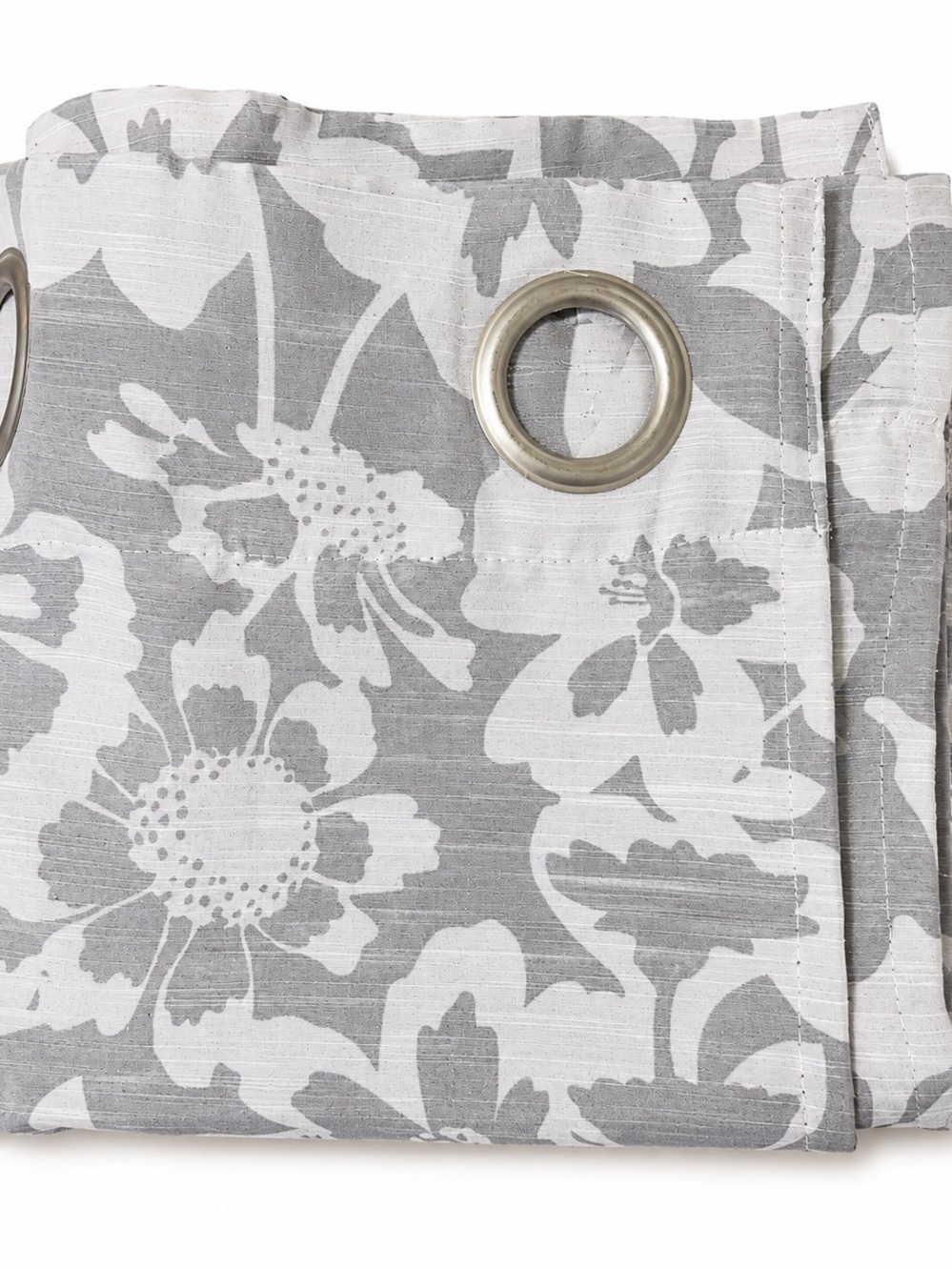 Kohl's Gray and White Floral Grommet Curtain Panel